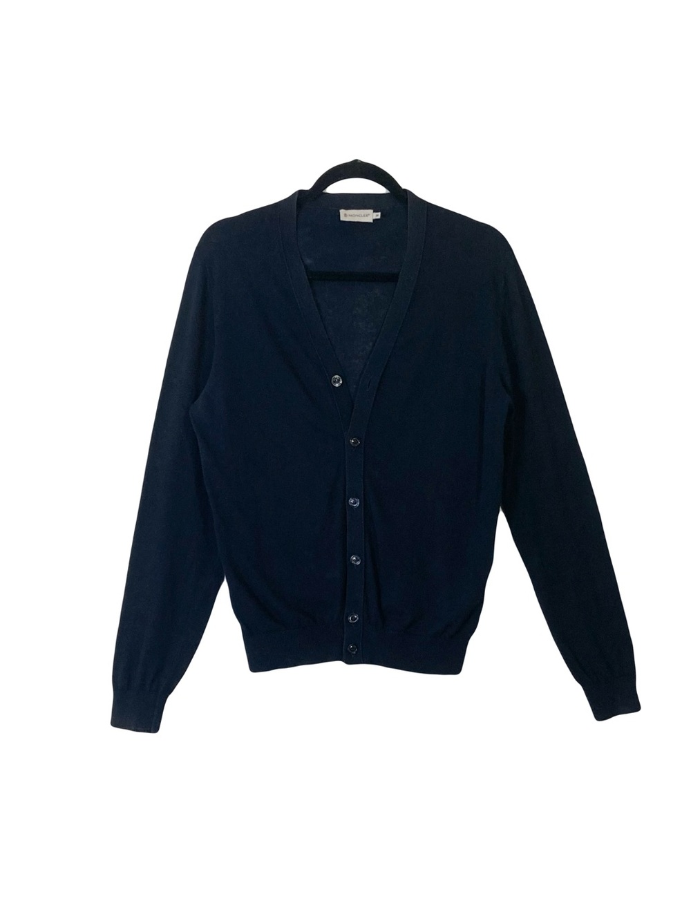 MONCLER Cardigan Mens ~S/M Black-Blue Cotton ITALY Monogram Buttons
